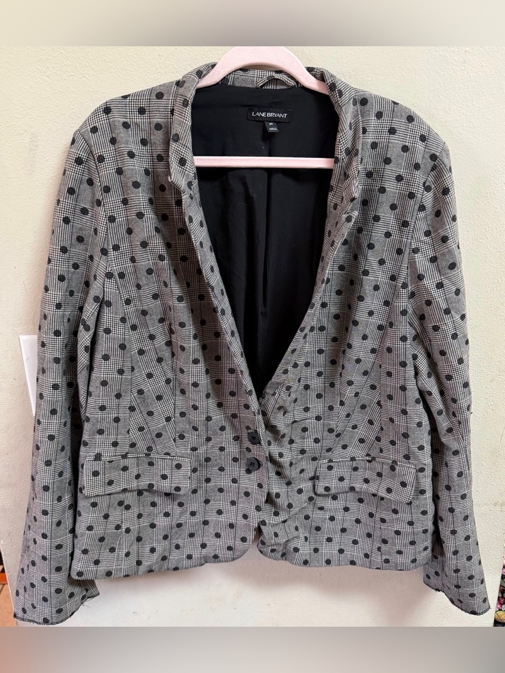 Lane Bryant Gray Polka Dot Tailored Blazer